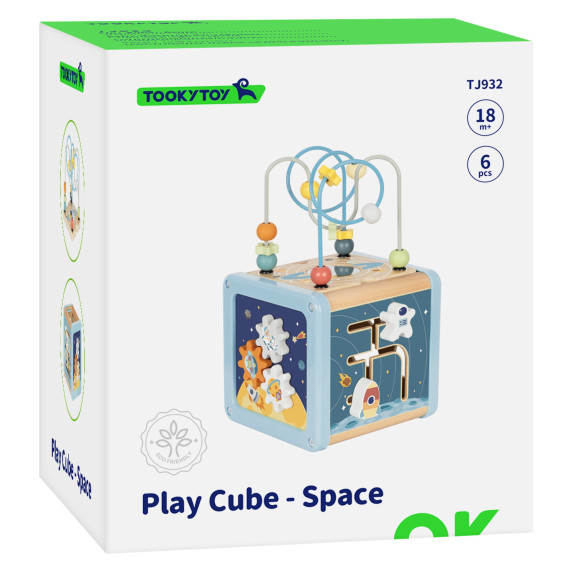TOOKY TOY Wooden Activity Cube Space Sorter Maze