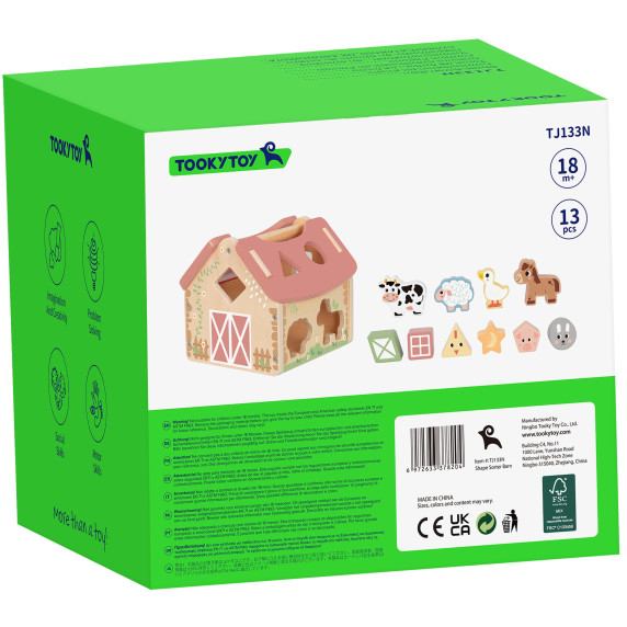 TOOKY TOY Farm Wooden Animal Shape Sorter