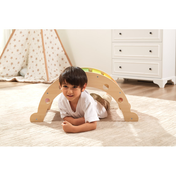 VIGA Wooden Rocker Bridge 2 in 1 Montessori Rainbow Swing