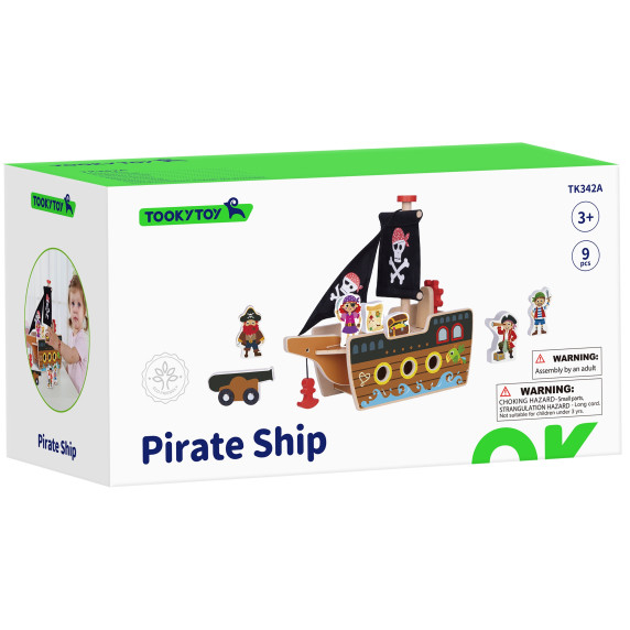 TOOKY TOY Pirate Ship Wooden Figures Set
