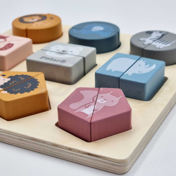 VIGA PolarB Wooden Puzzle Blocks - Animals