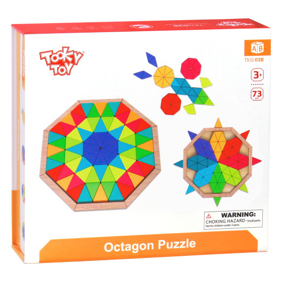 TOOKY TOY Octagonal Puzzle Wooden Mosaic Educational (73 pcs.)