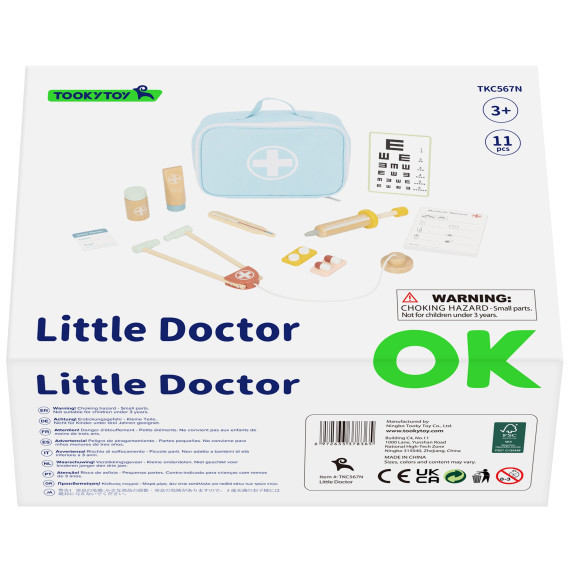 TOOKY TOY Wooden Little Doctor's Set in a Suitcase with Accessories