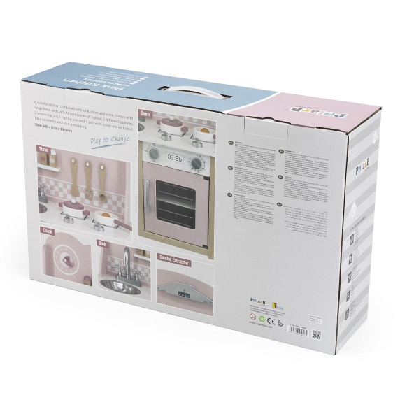 VIGA PolarB Wooden Kitchen with Accessories Silver - Pink