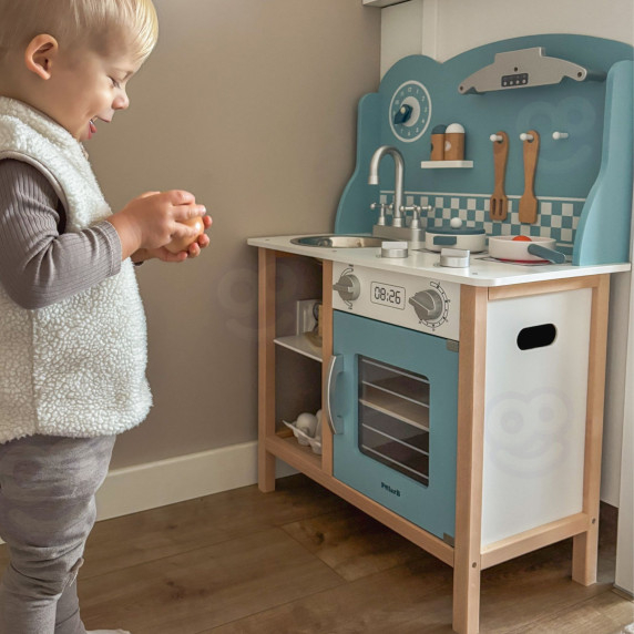 VIGA PolarB Wooden Kitchen with Accessories Silver - Blue