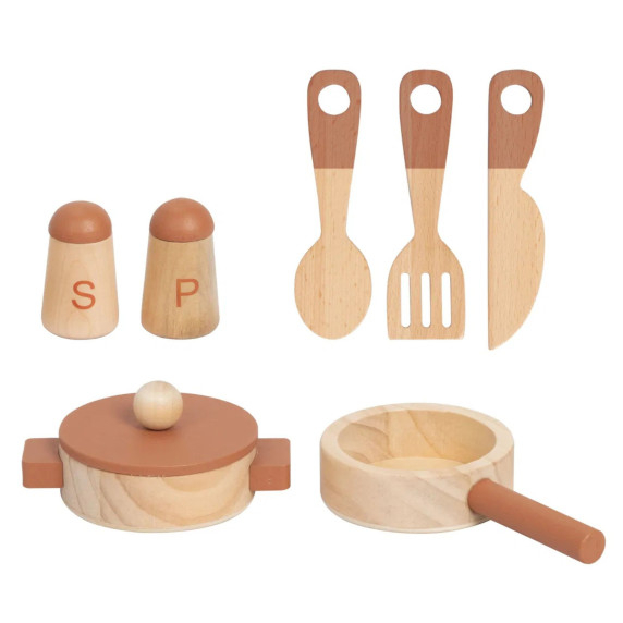 TOOKY TOY Wooden Beige Kitchen with Accessories