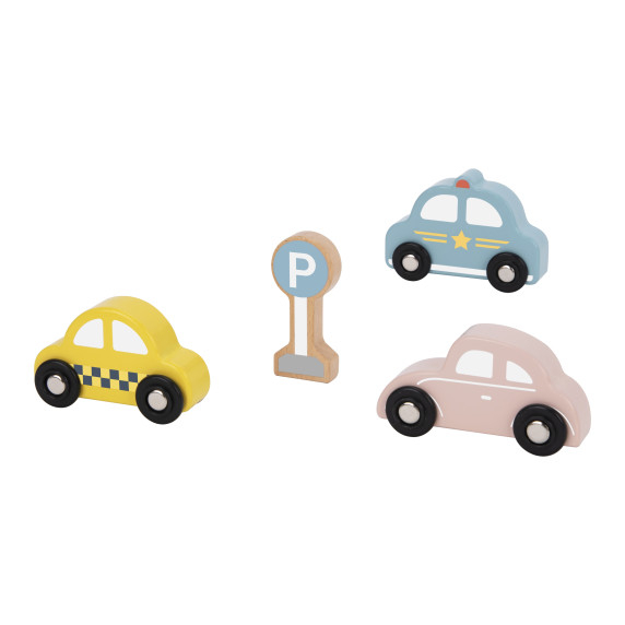TOOKY TOY Set of Wooden Vehicles and Road Signs in a Box
