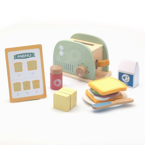 WOOPIE GREEN Wooden Toaster Breakfast Set with Accessories 14 pcs FSC