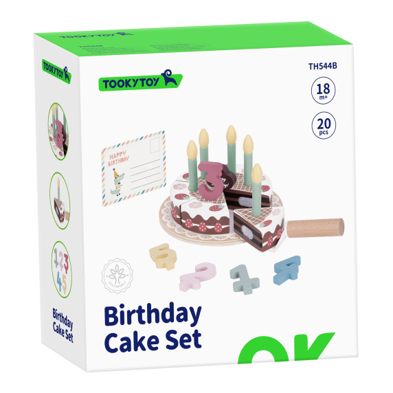 TOOKY TOY Wooden Birthday Cake with Turnip Candles