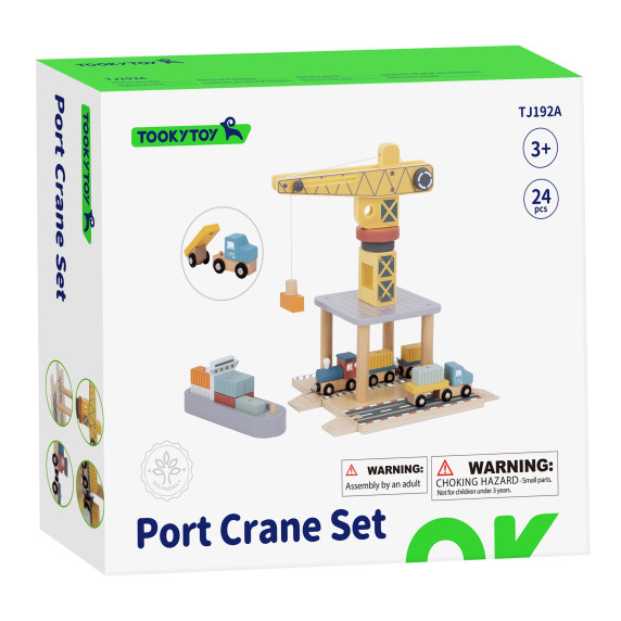 TOOKY TOY Wooden Harbor Crane Set