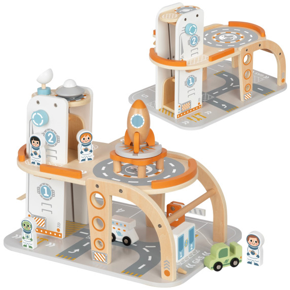 TOOKY TOY Wooden Space Parking Space Station