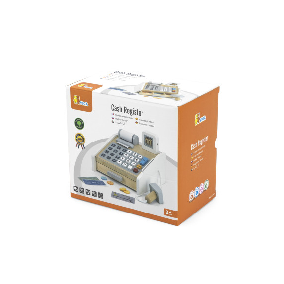 VIGA Wooden Cash Register Gray and White