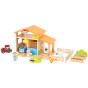 VIGA Wooden Farm Farmer's House with Garden and Tractor 21 pieces