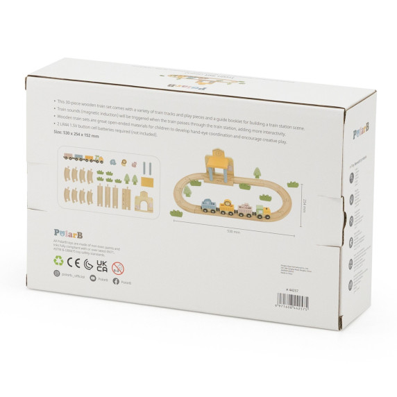 Viga PolarB Wooden Train Set 30 pcs.