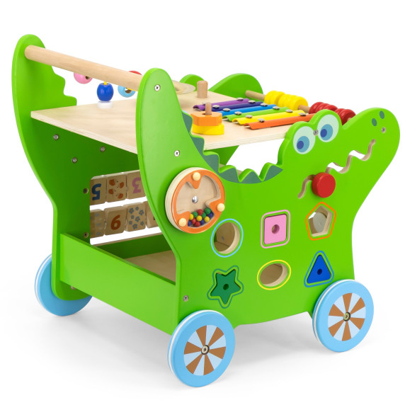 VIGA Wooden Educational Crocodile Pusher 12 in 1