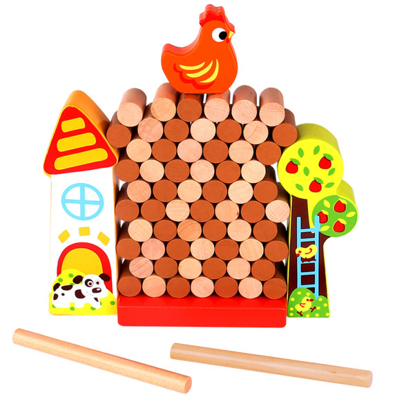 TOOKY TOY Arcade Game Falling Hen Wooden Farm