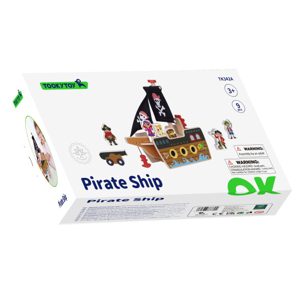 TOOKY TOY Pirate Ship Wooden Figures Set