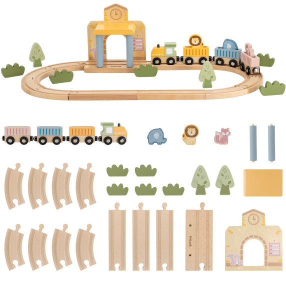Viga PolarB Wooden Train Set 30 pcs.