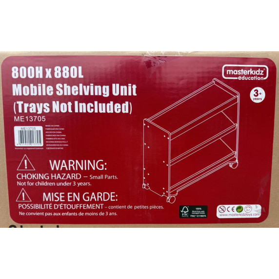 MASTERKIDZ Wooden Bookcase on Wheels with Shelves