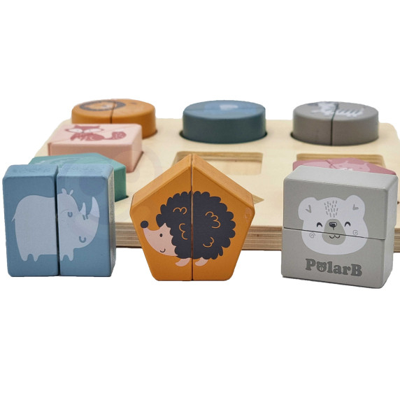 VIGA PolarB Wooden Puzzle Blocks - Animals