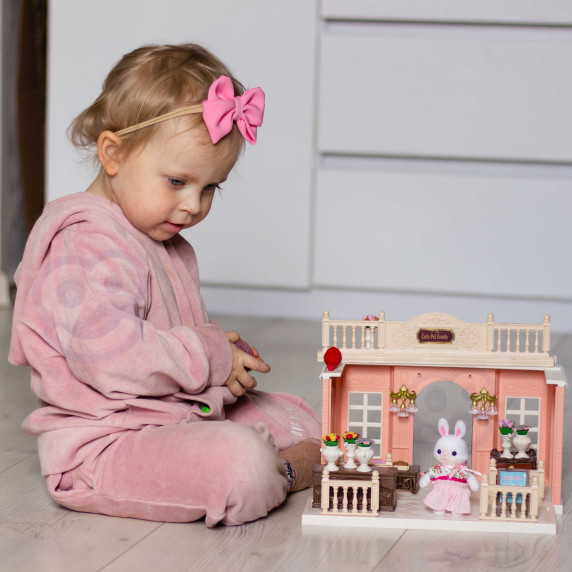 WOOPIE Dollhouse Rabbit Family Flower Shop + Figurine
