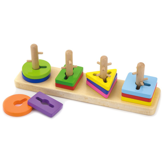 VIGA Wooden Montessori Shape Sorter Blocks