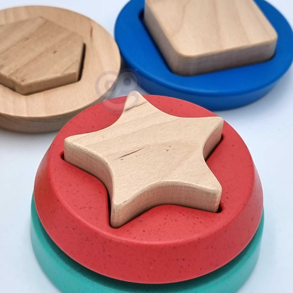 TOOKY TOY Wooden Puzzle Pyramid Shapes Teddy Bear 11 pcs.