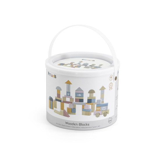 VIGA PolarB Set of wooden blocks in a bucket - 60 pieces