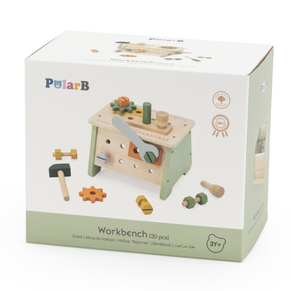 VIGA PolarB Mini Workshop 2in1 Tool Box Wooden Set