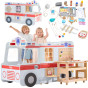 VIGA Large Wooden Ambulance Set Ambulance for Small Rescuers Accessories 25 pcs.