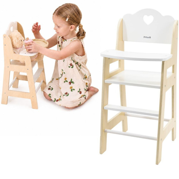 VIGA PolarB White Wooden Feeding Chair for Dolls