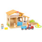 VIGA Wooden Farm Farmer's House with Garden and Tractor 21 pieces