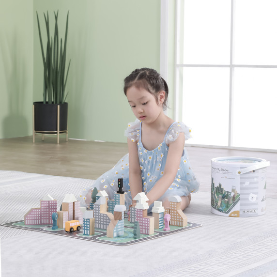 VIGA PolarB Wooden Model with City Blocks 56 pcs.