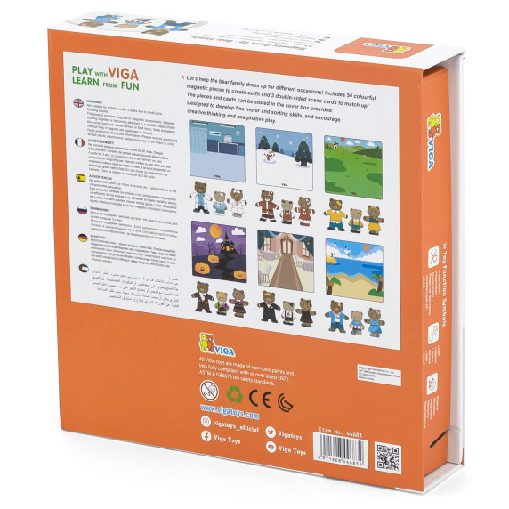 VIGA Wooden Magnetic Puzzle Bear Family