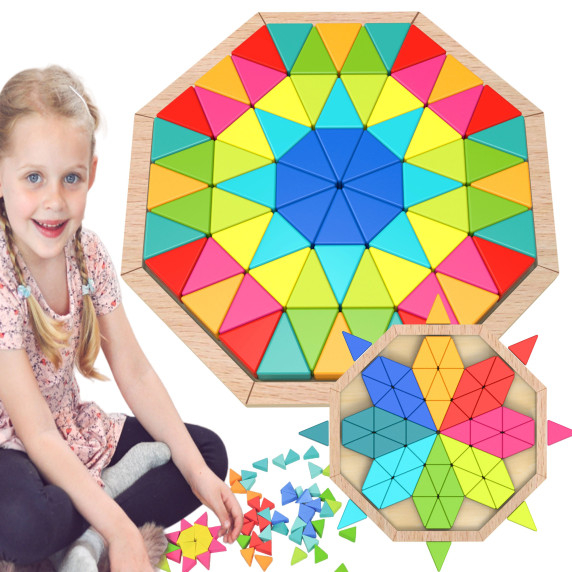 TOOKY TOY Octagonal Puzzle Wooden Mosaic Educational (73 pcs.)