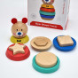 TOOKY TOY Wooden Puzzle Pyramid Shapes Teddy Bear 11 pcs.