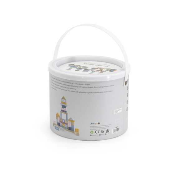 VIGA PolarB Set of wooden blocks in a bucket - 60 pieces