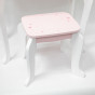 VIGA Large Wooden Dressing Table in White and Pink with Mirror and Chair