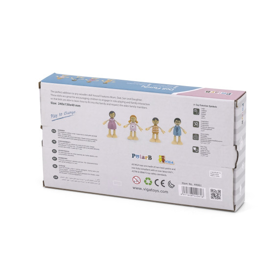 VIGA PolarB Wooden Dolls Family Doll Set Figures