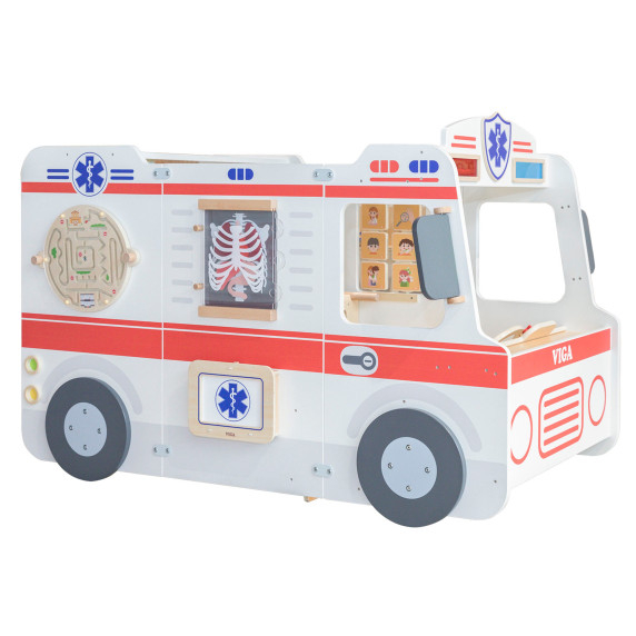 VIGA Large Wooden Ambulance Set Ambulance for Small Rescuers Accessories 25 pcs.