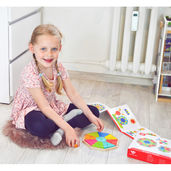 TOOKY TOY Octagonal Puzzle Wooden Mosaic Educational (73 pcs.)