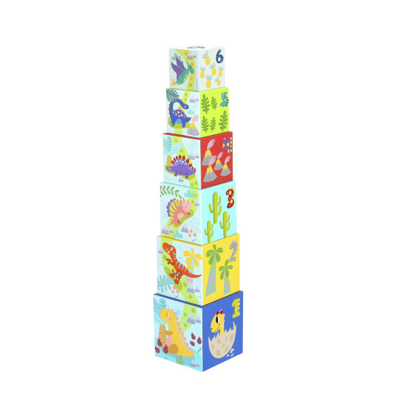 TOOKY TOY Wooden Blocks Educational Puzzle + 6 Play Figures 12 pcs.