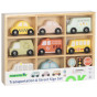 TOOKY TOY Set of Wooden Vehicles and Road Signs in a Box