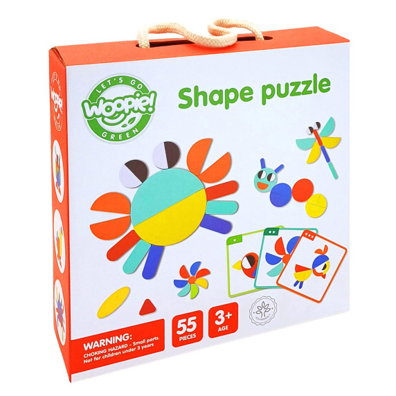 WOOPIE GREEN Wooden Montessori Puzzle 40 Patterns to Recreate 55 Pieces FSC Certified