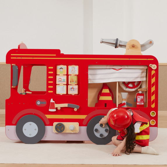 VIGA Large Wooden Fire Truck Montessori Playground