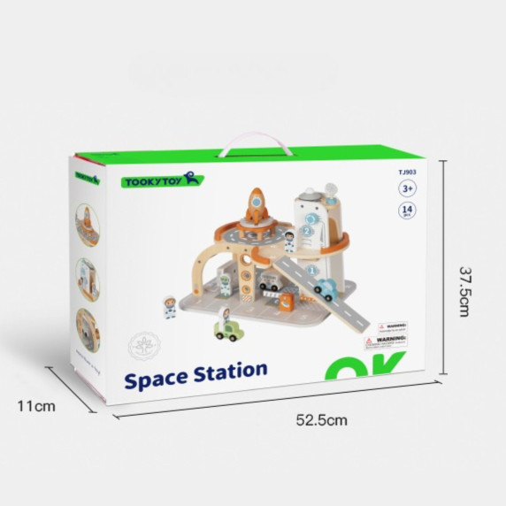 TOOKY TOY Wooden Space Parking Space Station