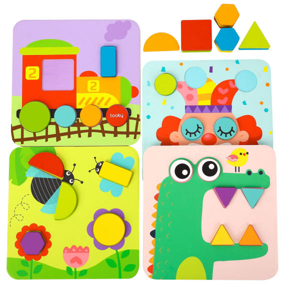 TOOKY TOY 4 in 1 Puzzle Mntessori Blocks Puzzle
