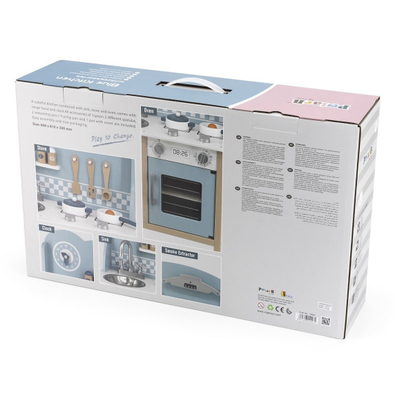 VIGA PolarB Wooden Kitchen with Accessories Silver - Blue