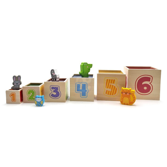 VIGA Wooden Pyramid Puzzle Blocks Sorter Montessori