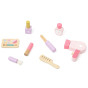 VIGA Large Wooden Dressing Table in White and Pink with Mirror and Chair